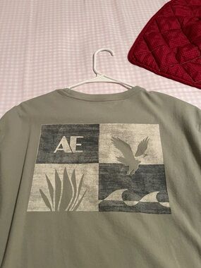 American Eagle Men's Sage Green Short-Sleeve Graphic Pocket T-Shirt, 100% cotton